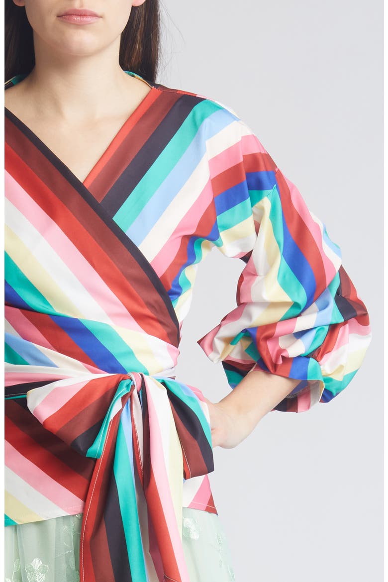 Anna Tie Waist Wrap Top, Alternate, color, RAINBOW