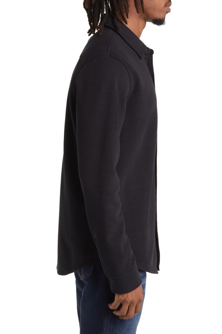 Mika Fleece Button-Down Shirt, Alternate, color, BLACK