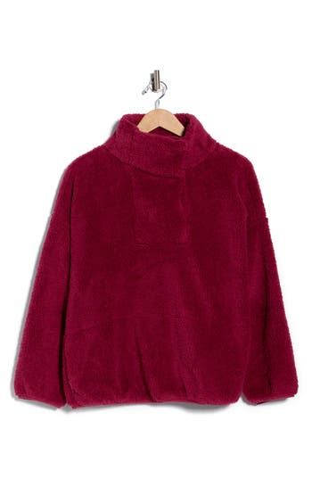 Balance Collection Stevie Mock Neck Faux Fur Sweatshirt In Red