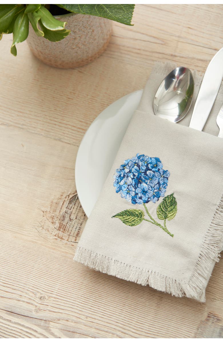 RightSide Designs Summer Hydrangea Napkins Set of 4, Alternate, color, Blue