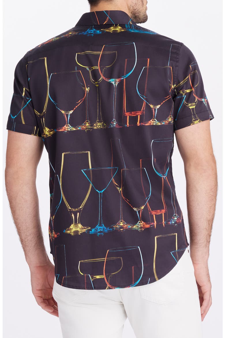 Neon Nights Button-Up Shirt, Alternate, color, BLACK
