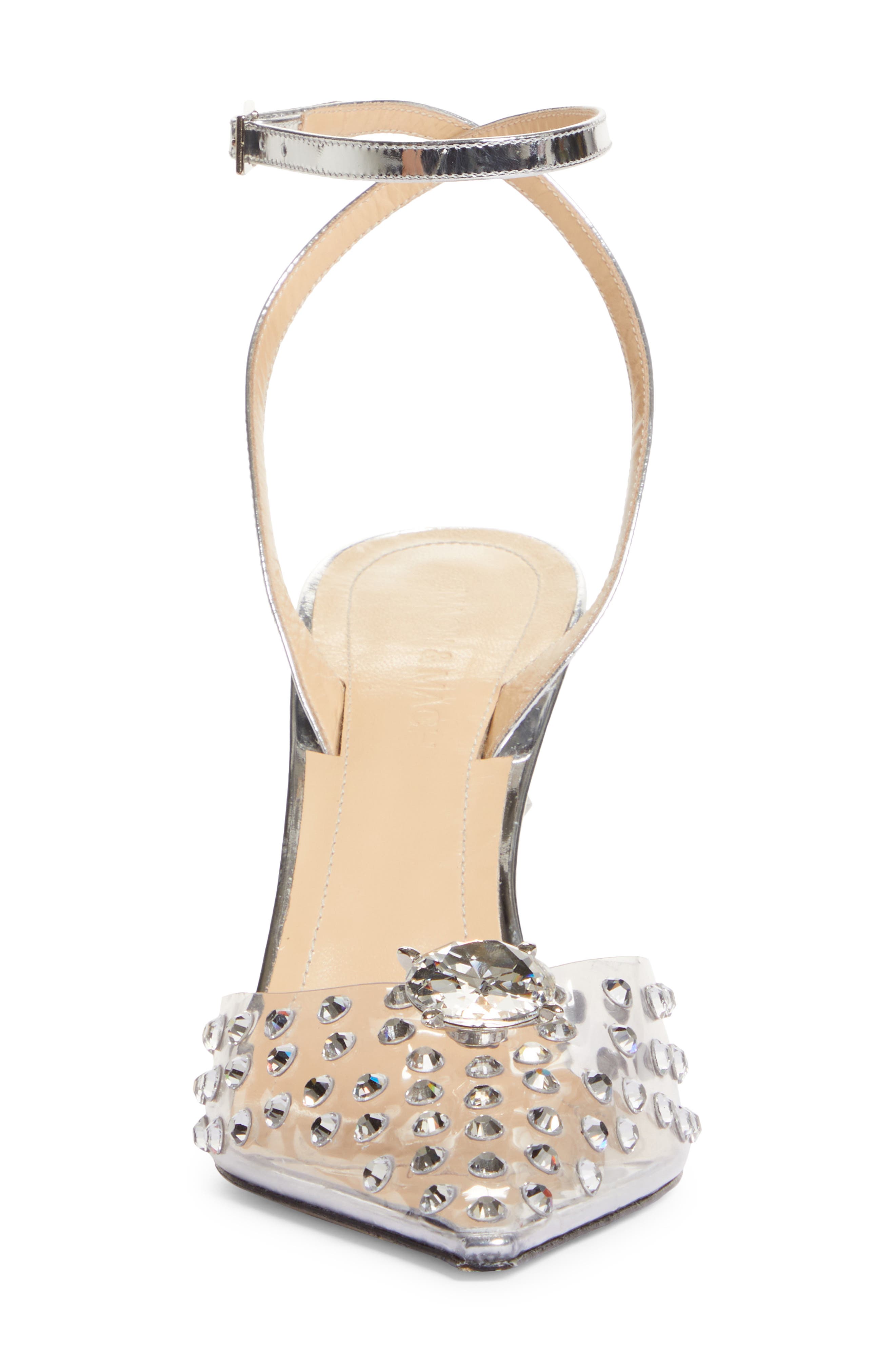 Mach & Mach Crystal Embellished Clear Ankle Strap Pump, Alternate, color, 