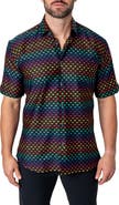 Maceoo Galileo Beerainbow Black Short Sleeve Button-Up Shirt