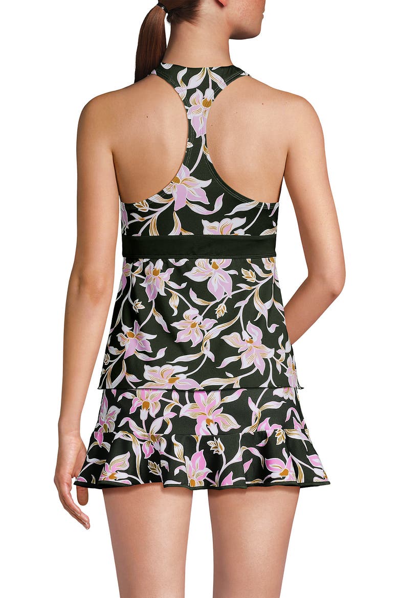 D-Cup V-Neck Racerback Flutter Tankini, Alternate, color, Tropic Floral/Rich Olive