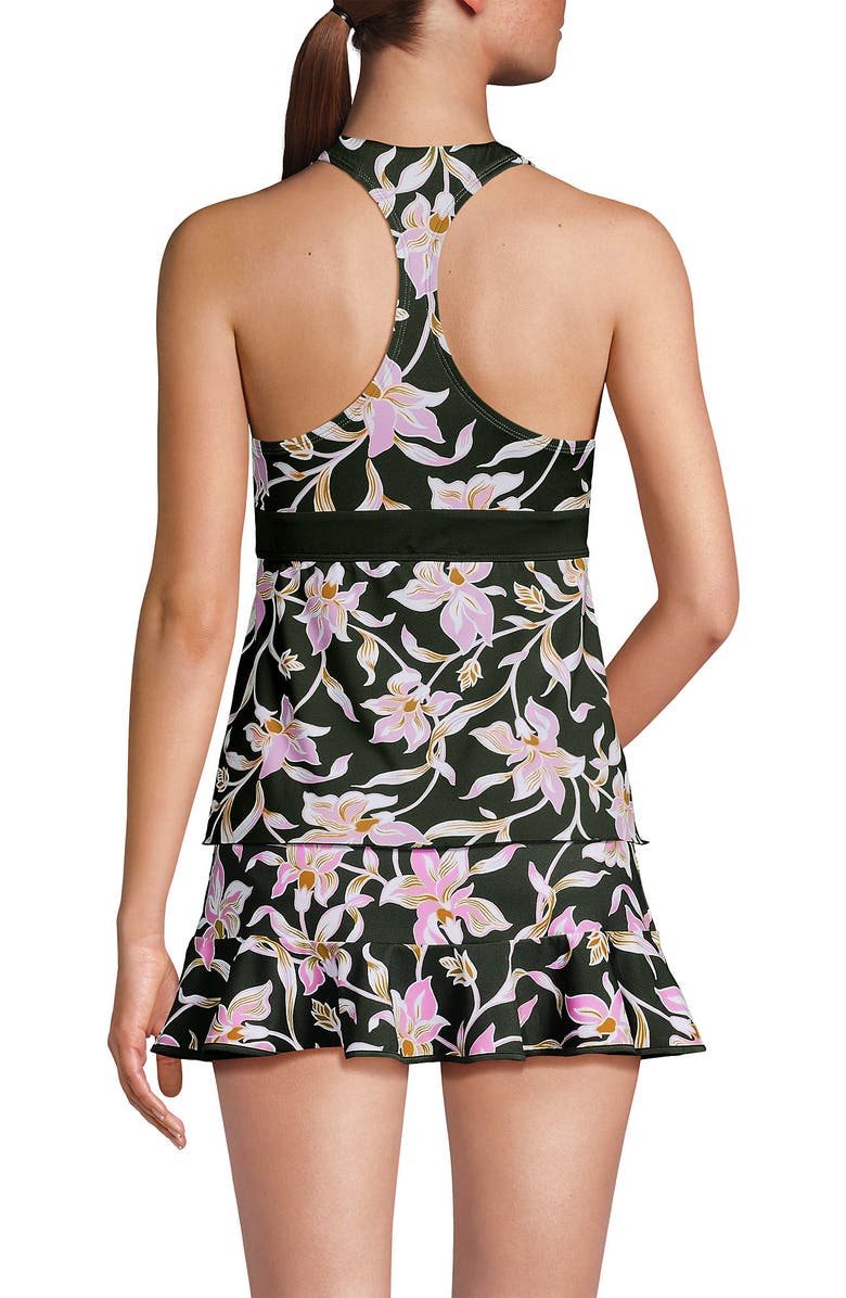 Lands' End D-Cup V-Neck Racerback Flutter Tankini, Alternate, color, Tropic Floral/Rich Olive