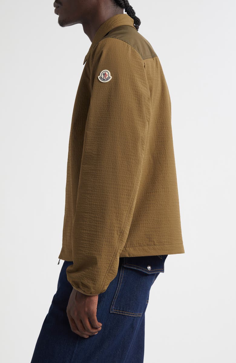 Moncler Padded Seersucker Zip Shirt Jacket, Alternate, color, Beech