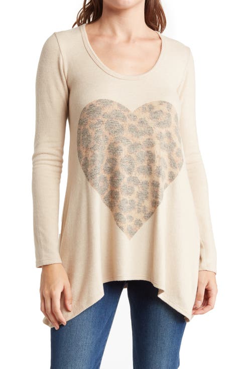 Assymetrical Leopard Heart Swing Sweater