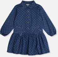 Deux par Deux Button Front Scalloped Collar Shirt Dress