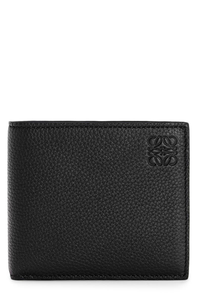 Logo Bifold Leather Wallet, Main, color, BLACK