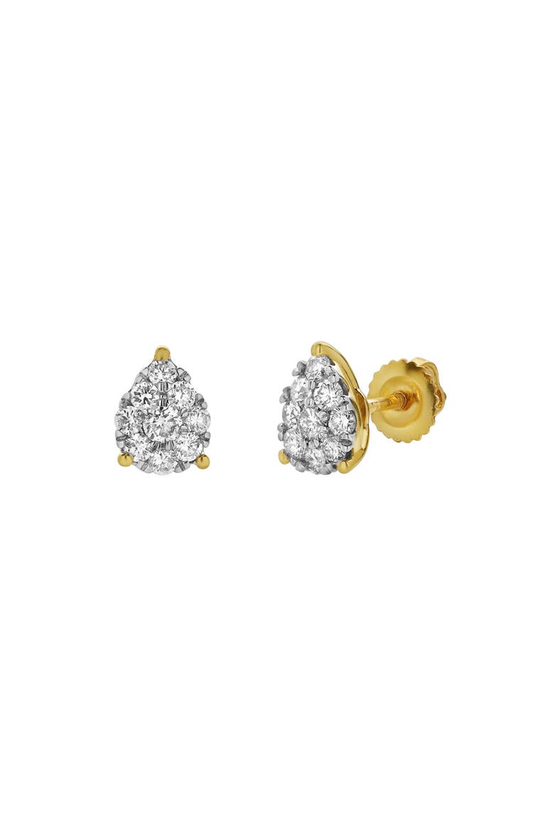 Poire 14K Yellow Gold Cluster Lab Grown Diamond Unisex Earrings - 0.32 Cts, Main, color, 14K Yellow Gold