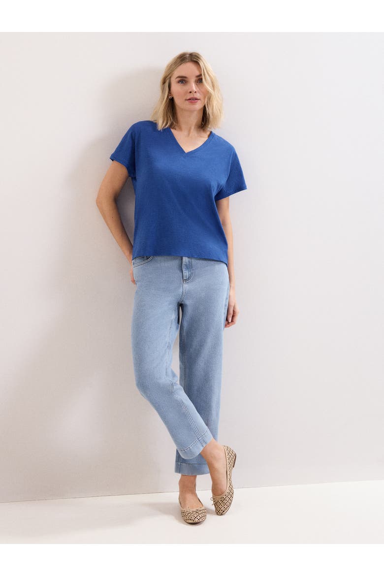 Saphiya Slub Cotton V-Neck T-shirt, Alternate, color, Cobalt