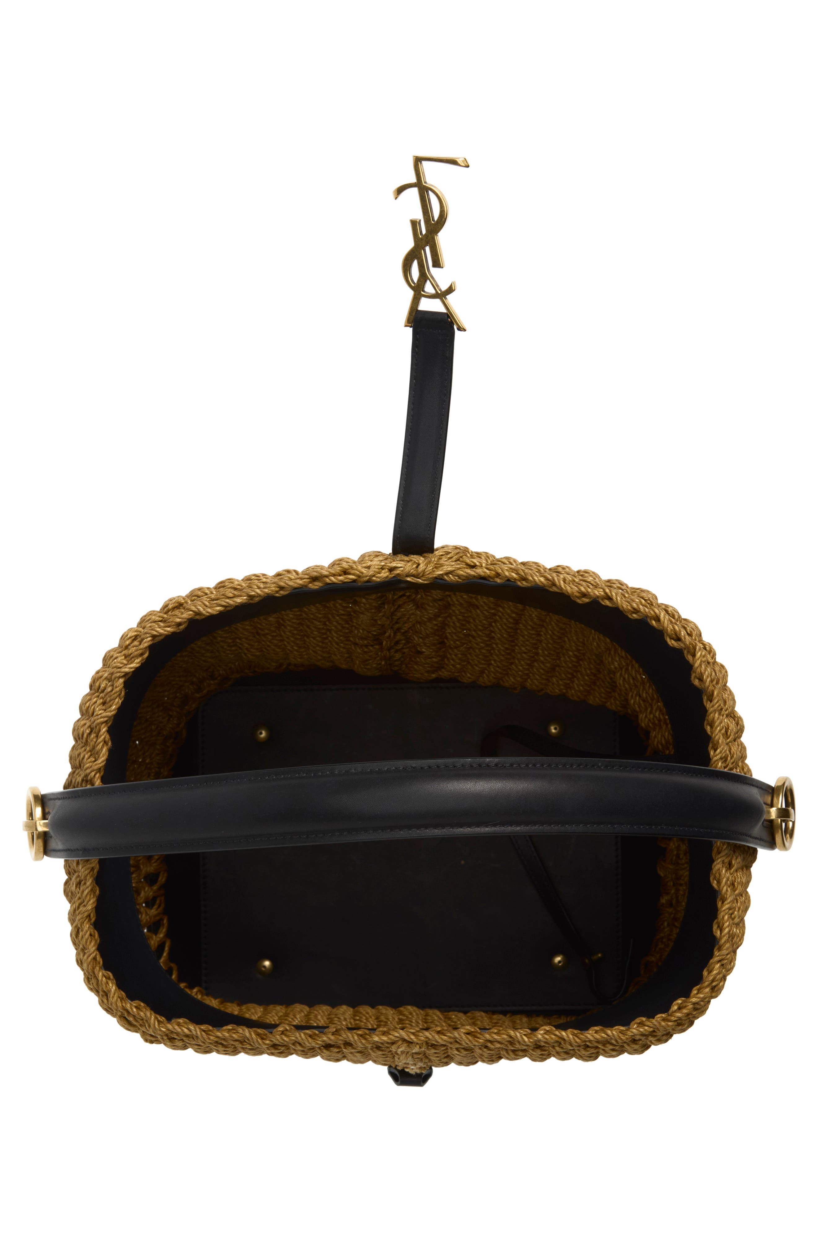 Le 37 Rope Leather Bucket Bag, Alternate, color, NATURAL BROWN/ BLACK
