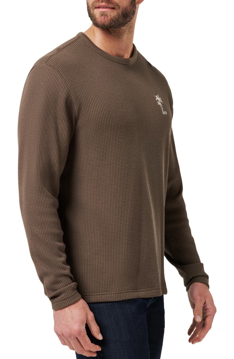 TravisMathew Souvenir Stand Long Sleeve Waffle Knit T-Shirt, Alternate, color, Chocolate Brown