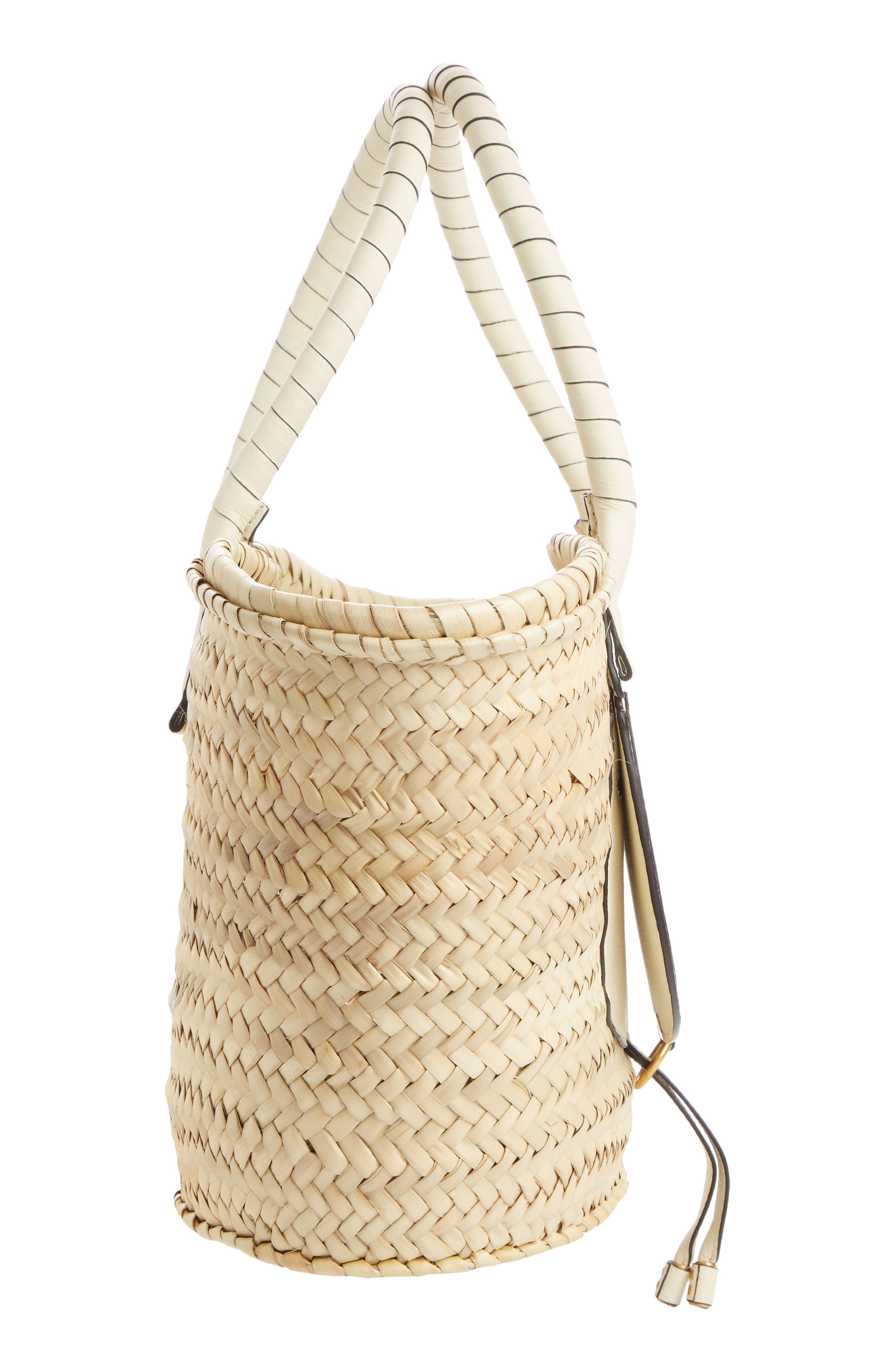 Medium Marcie Leather & Raffia Tote, Alternate, color, NATURAL WHITE