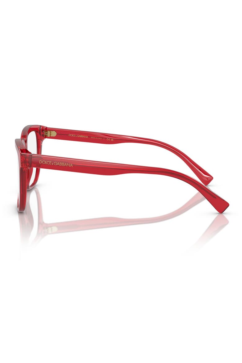 49mm Rectangular Glasses, Alternate, color, TRANSPARENT RED / DEMO LENS