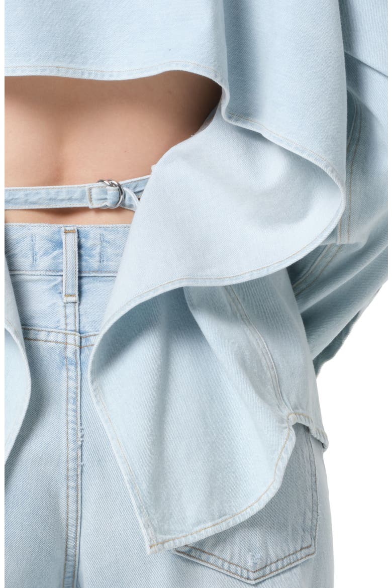 Theo Flutter Denim Shirt, Alternate, color, LINK (LIGHT PALE TINTED IND)