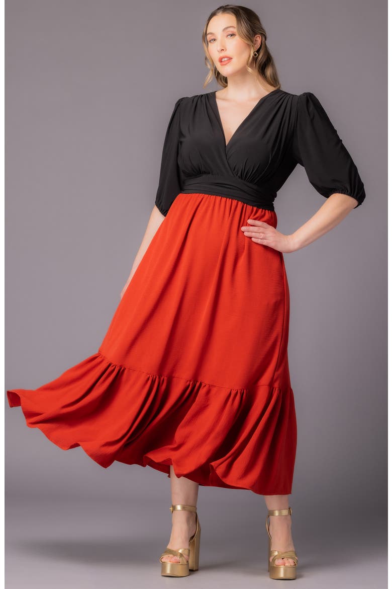 Danica Mixed Media Dress, Alternate, color, CHILI PEPPER