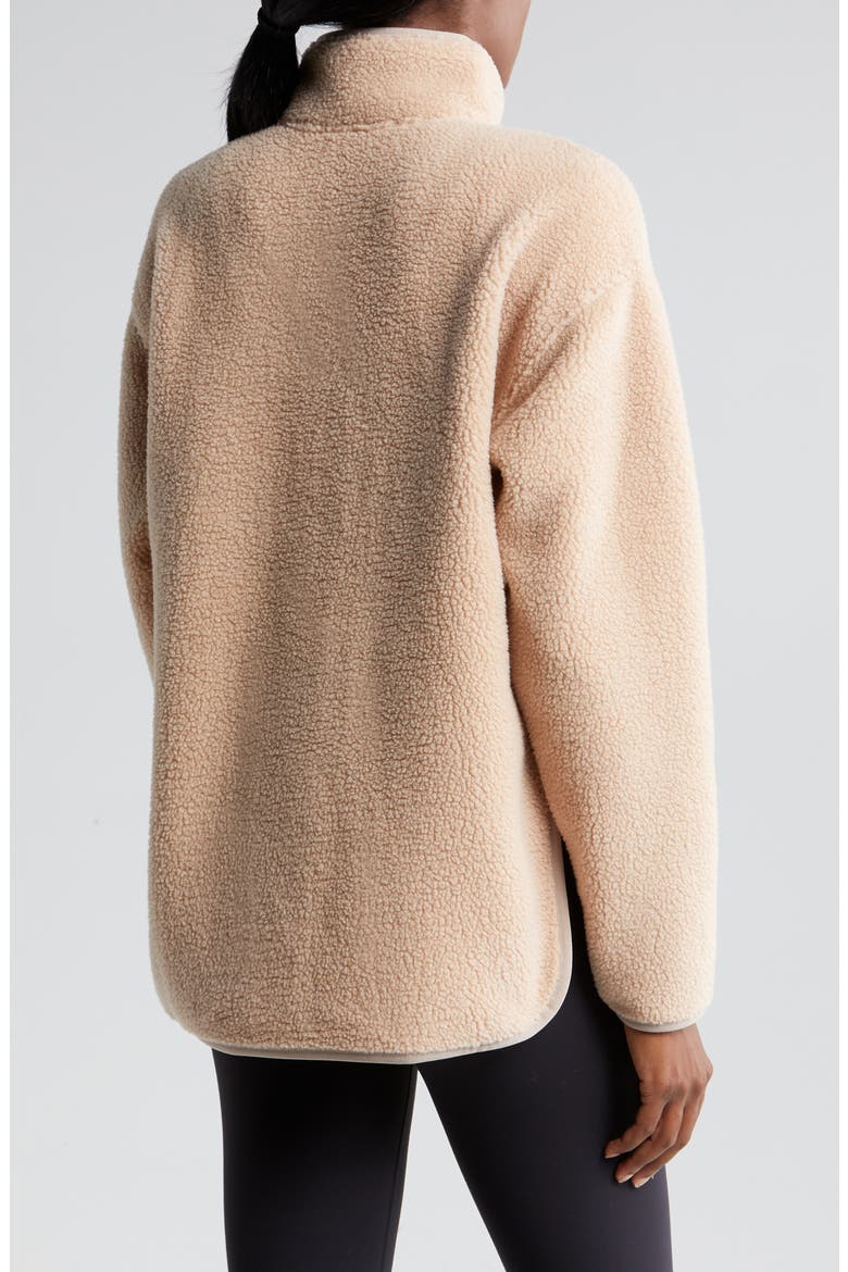 Faux Shearling Half Zip Jacket, Alternate, color, TAN TAUPE