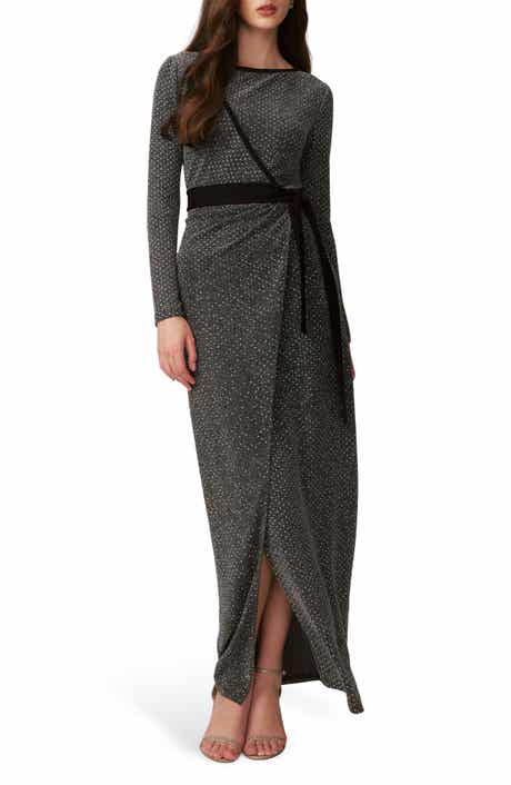 Simona Long Sleeve Faux Wrap Maxi Dress