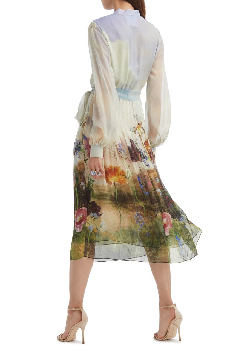 Oscar de la Renta Floral Long Sleeve Silk Chiffon Dress, Alternate, color, 