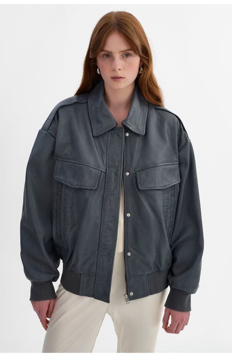TREVANNA | Leather Bomber Jacket