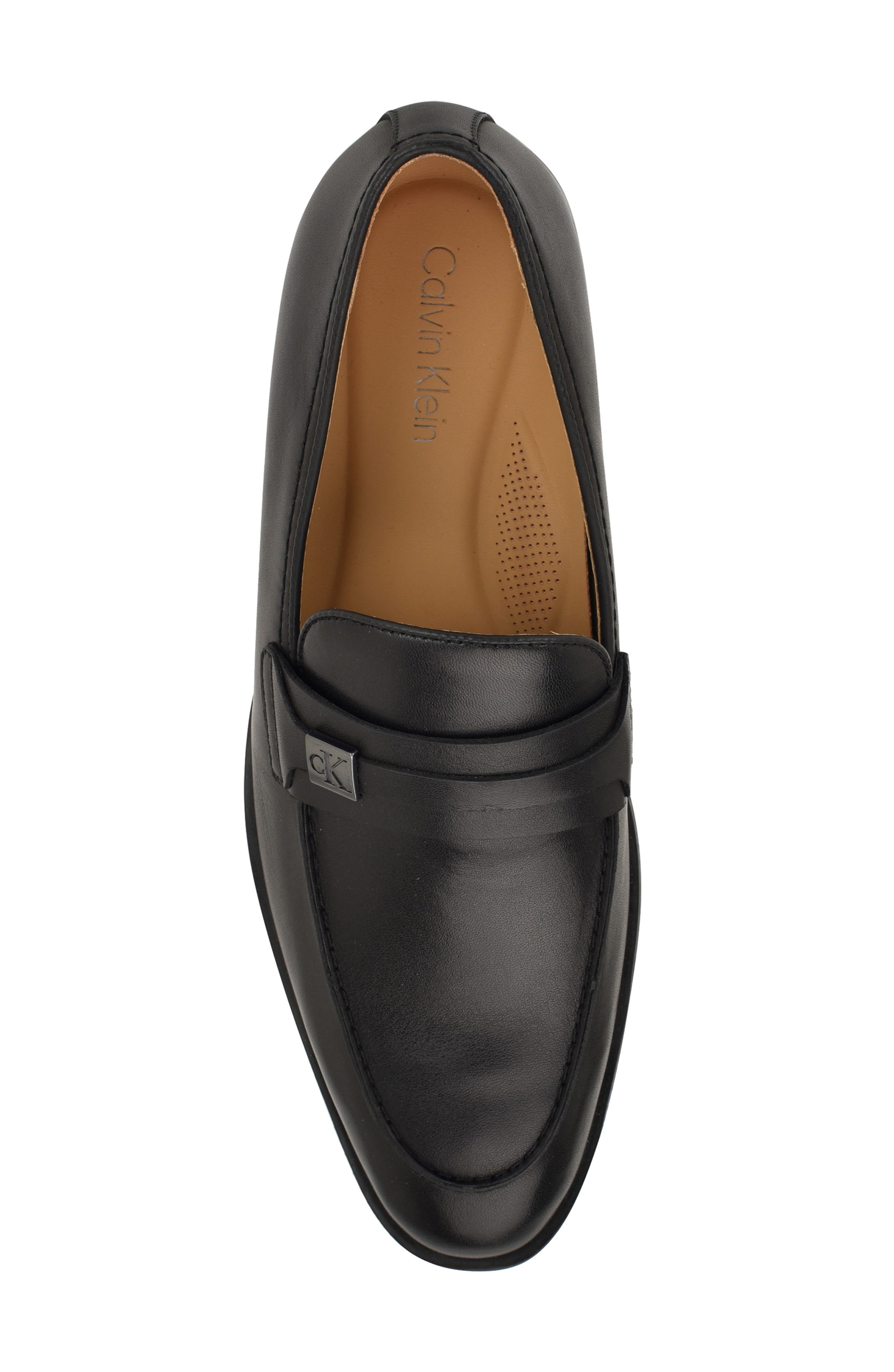 Calvin Klein Obexx Apron Toe Loafer, Alternate, color, Black