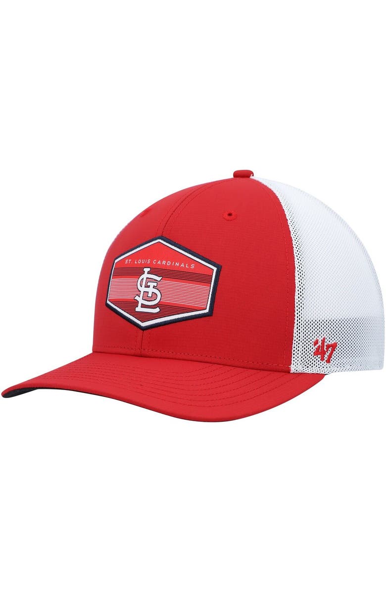'47 Men's '47 Red/White St. Louis Cardinals Burgess Trucker Snapback Hat, Main, color, Red