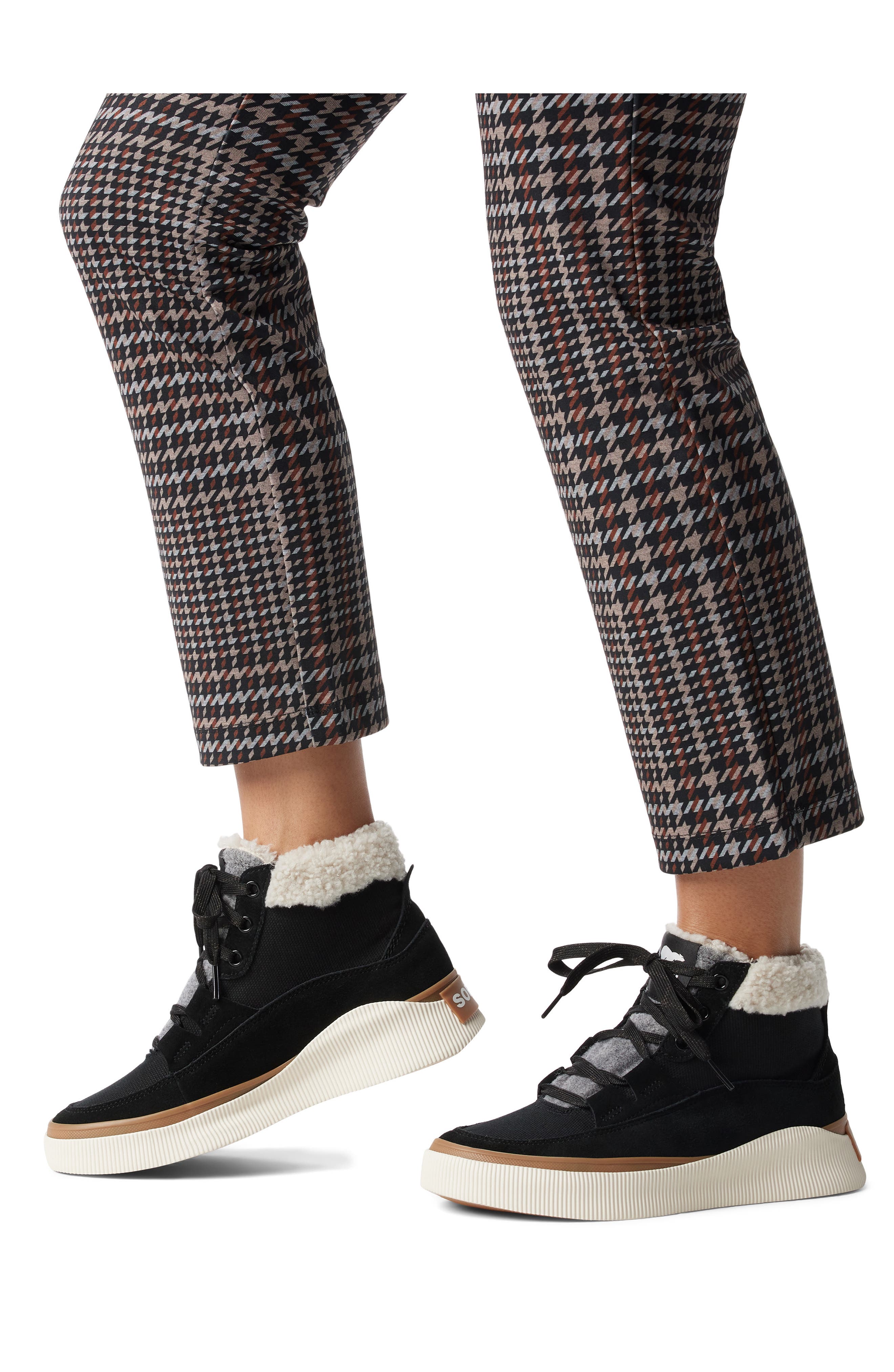 SOREL Out N About IV Waterproof Sneaker, Alternate, color, Black/ Sea Salt