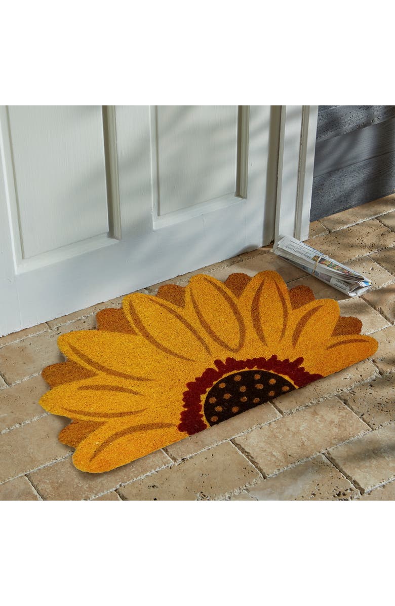 tag Sunflower Flower Shaped Natural Coir Welcome Doormat, Alternate, color, Yellow