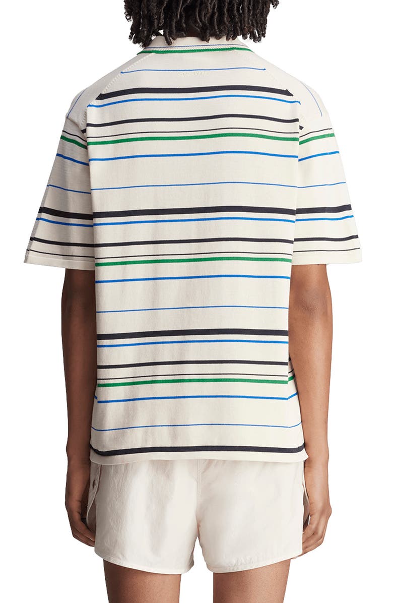 ADIDAS X WALES BONNER x Wales Bonner Stripe Cotton Blend Polo, Alternate, color, White/ Green/ Bluebird/ Indigo