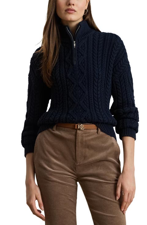Fisherman Cotton Quarter Zip Sweater