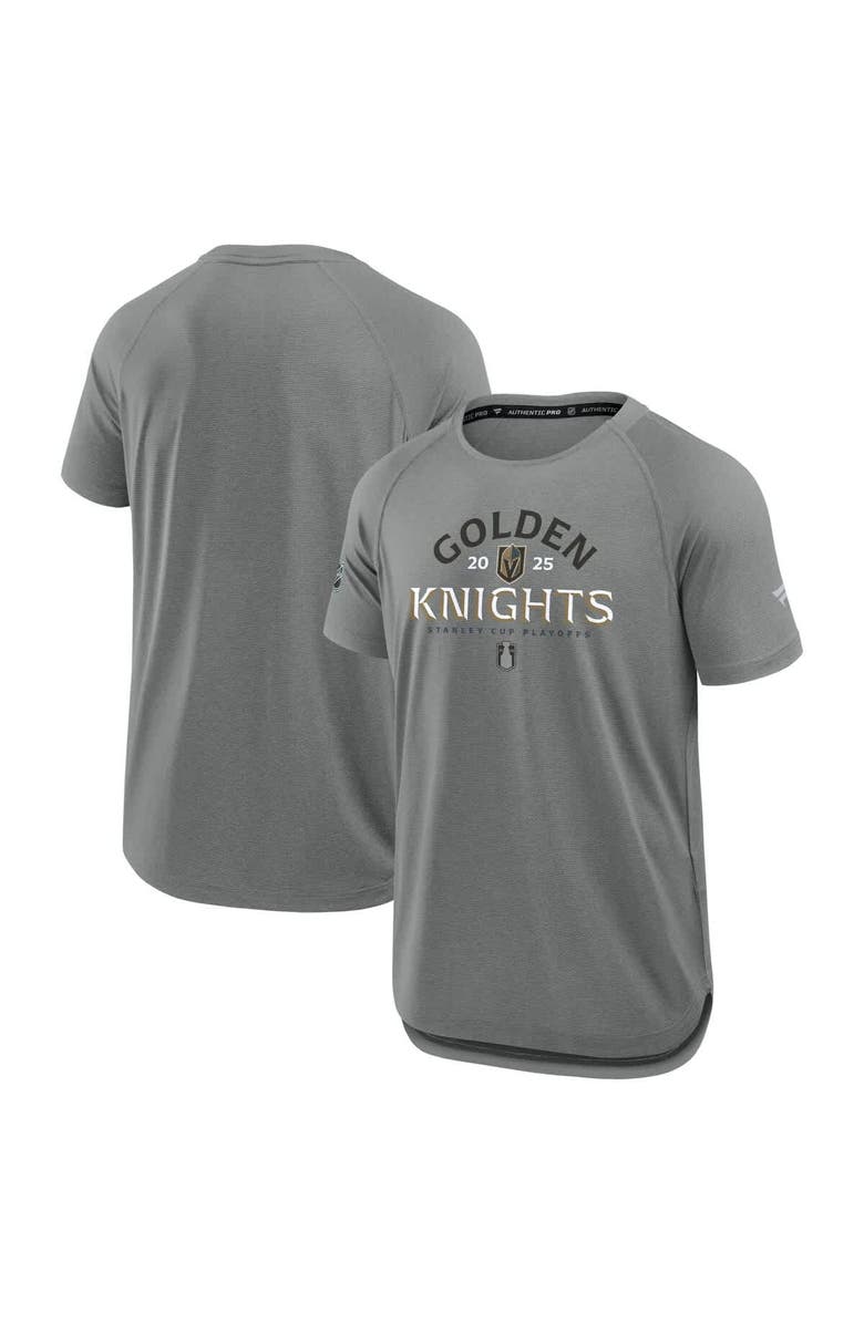 FANATICS Men's Fanatics Heather Gray Vegas Golden Knights 2025 Stanley Cup Playoffs Authentic Pro Rink Performance T-Shirt, Main, color, 