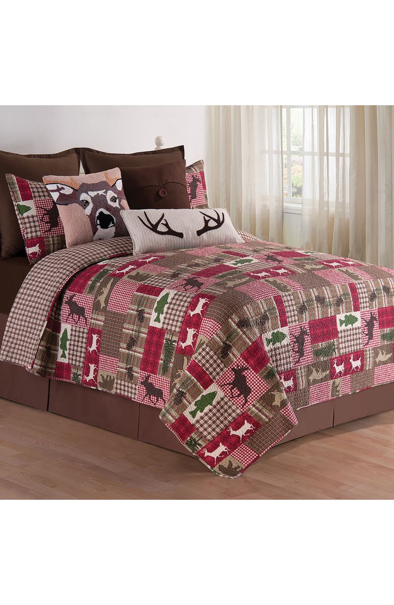 C&F Home Sleepy Forest Deer Antler Lumbar Cotton Blend Tufted Accent Pillow 12" x 24", Alternate, color, Brown