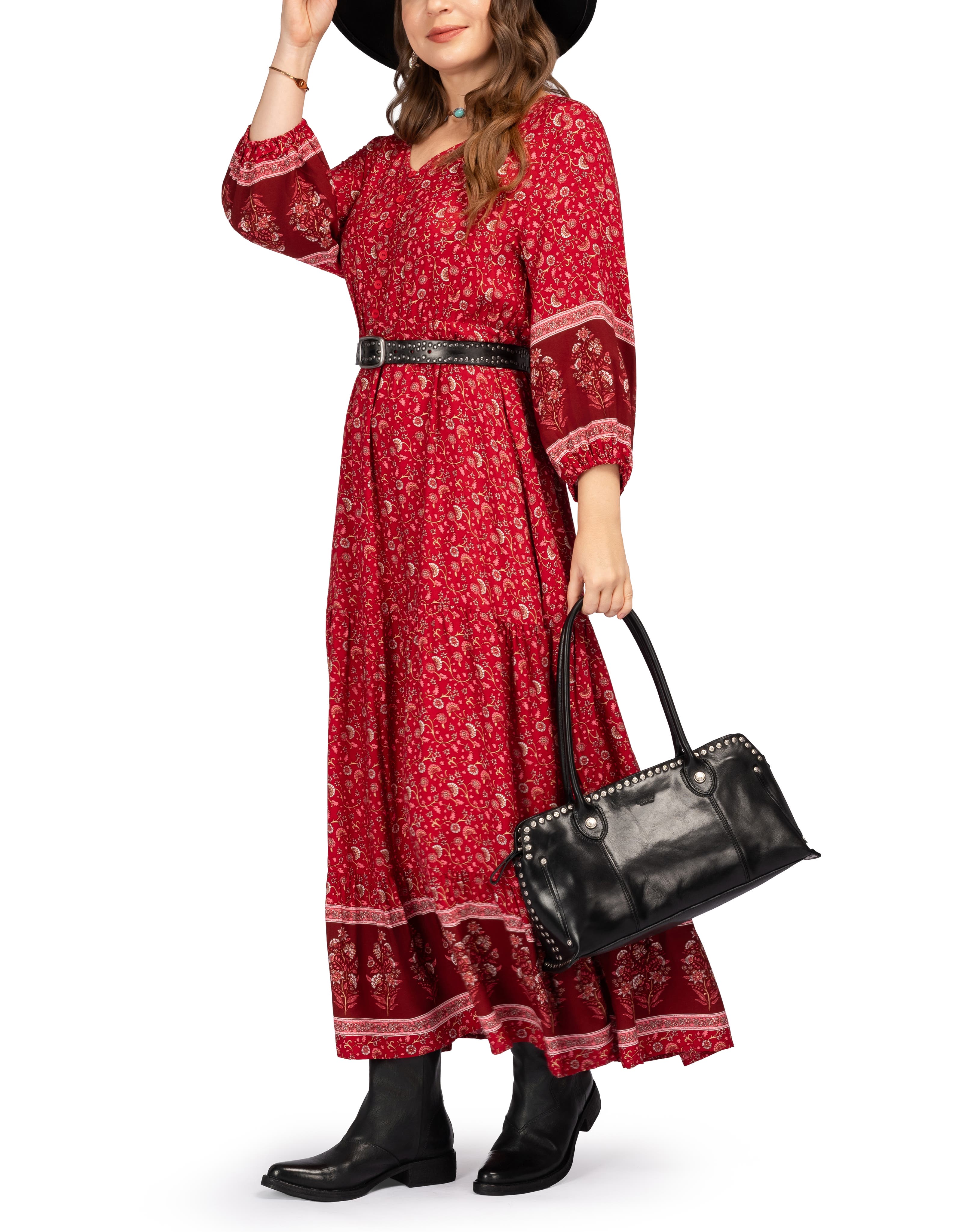 OLD TREND Soul Genuine Leather Studded Structured Shoulder Bag, Alternate, color, Black