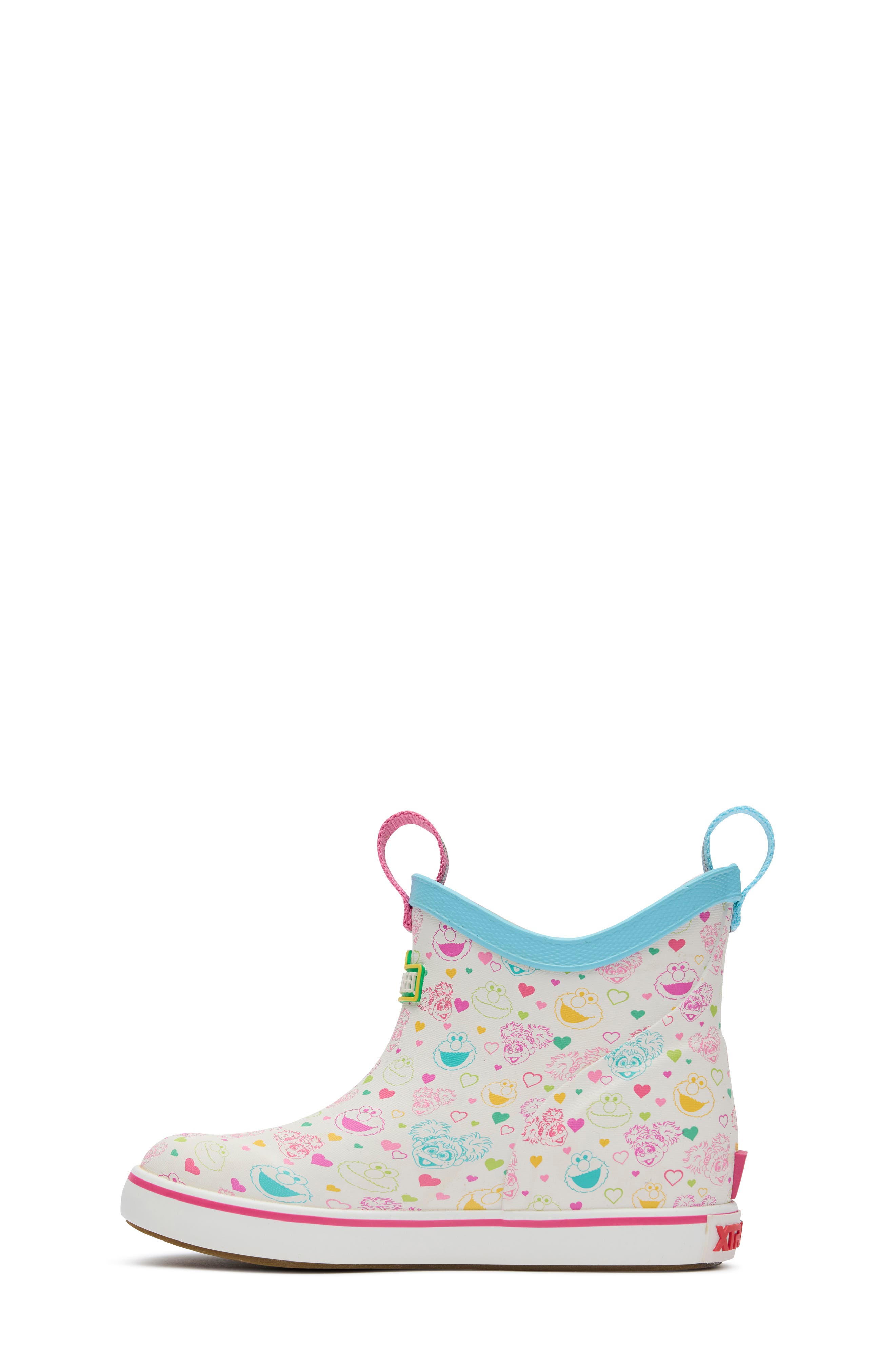Kids' Sesame Street® Ankle Deck Waterproof Boot, Alternate, color, SESAME STREET WHITE MULTI