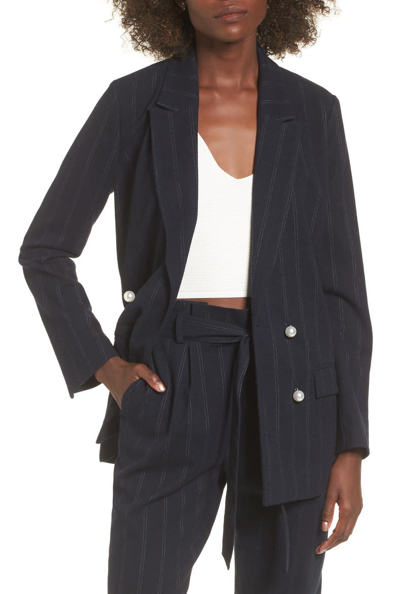 Pinstripe Jacket, Main, color, NAVY EVENING TICKING STRIPE