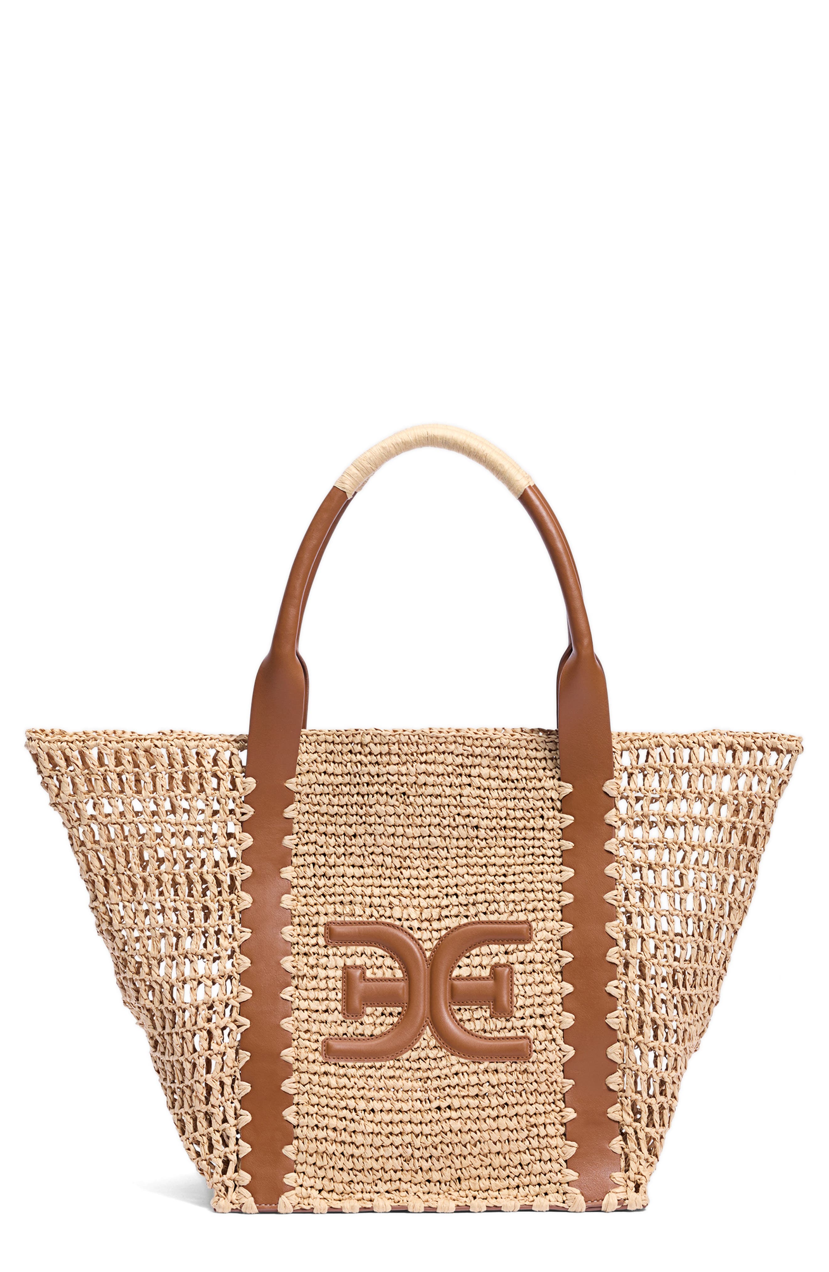 Sam Edelman Marley Open Weave Raffia Collapsible Tote Bag, Main, color, 