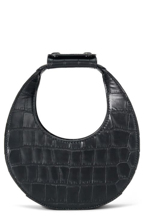 Good Night Moon Croc Embossed Leather Top Handle Bag