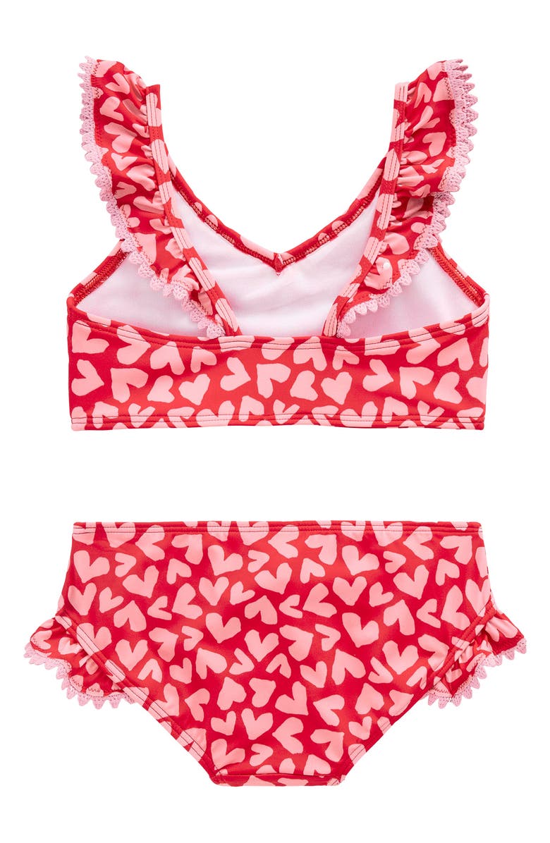 Mini Boden Kids' Frill Two-Piece Swimsuit, Alternate, color, Rockabilly Red Collage Hearts
