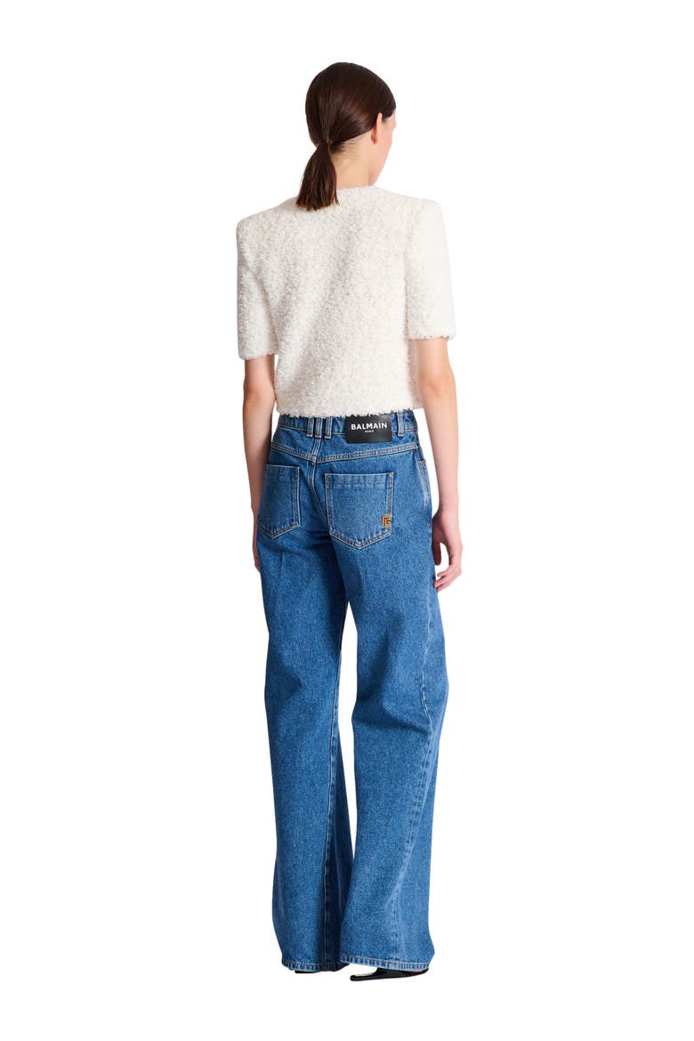 Cardigan in dotted tweed, Alternate, color, white