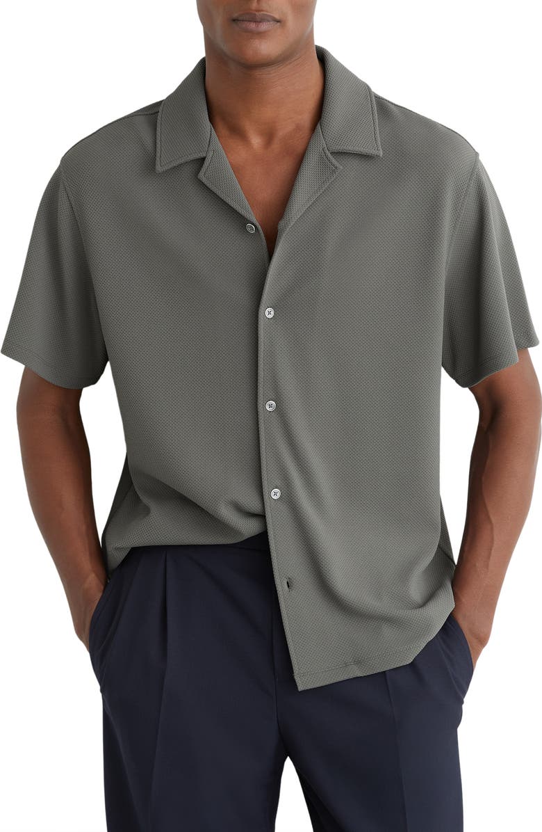 Reiss Cedric Camp Shirt, Main, color, Sage Green