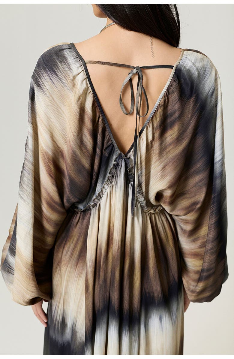 Nocturne Tie-Back Batik Print Maxi Dress, Alternate, color, Multi-Colored