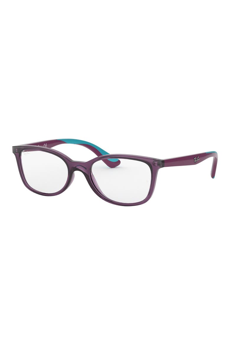 Kids' 47mm Small Rectangular Optical Glasses, Alternate, color, TRANSPARENT VIOLET