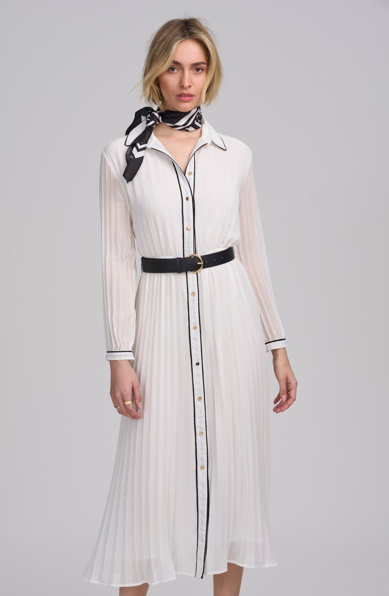 ELLE Collection Woven Pleated Dress, Alternate, color, Ivory