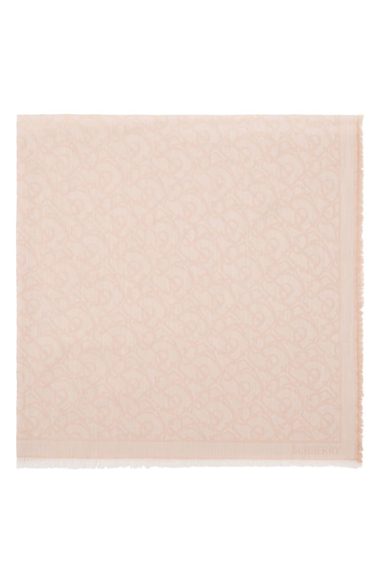 Burberry B Charm Jacquard Wool Fringe Square, Alternate, color, Slipper