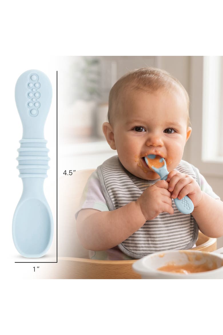 Baby Feeding Spoon Set 4-Piece, Alternate, color, Pastel Blue