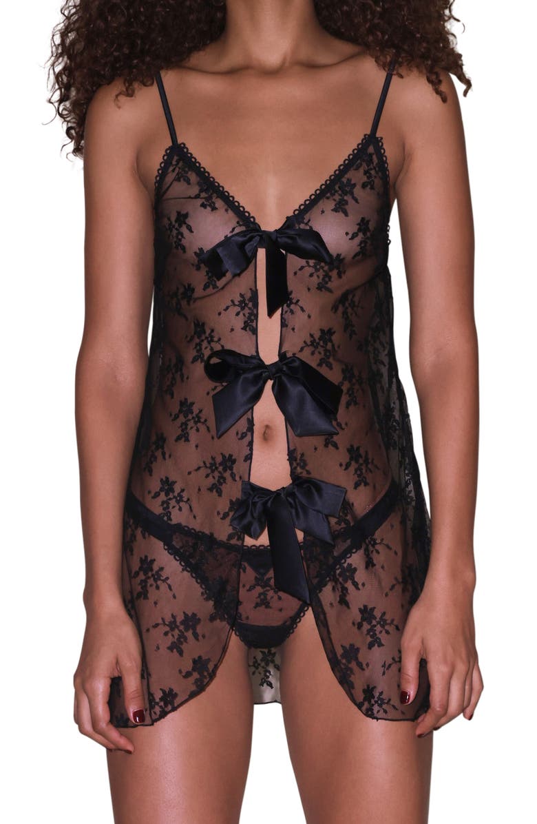 Fleur Du Mal Untie Me Sheer Chemise, Main, color, 