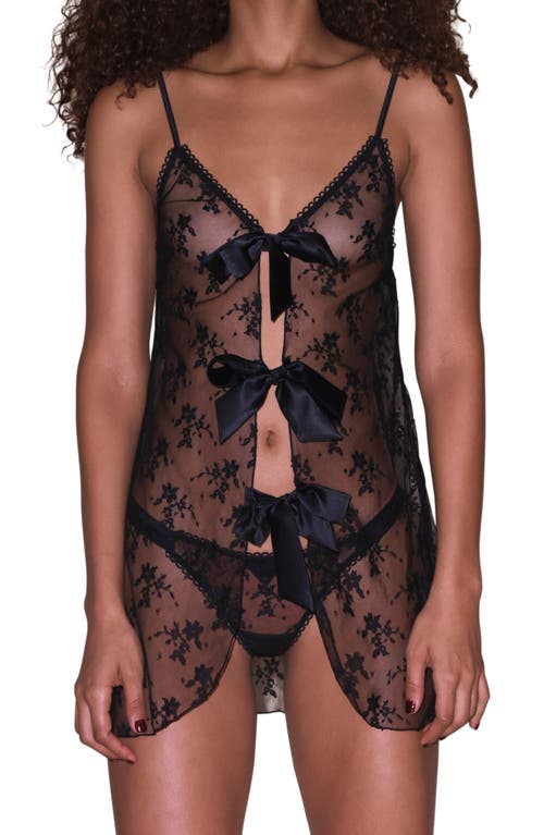 Fleur Du Mal Untie Me Sheer Chemise In Black
