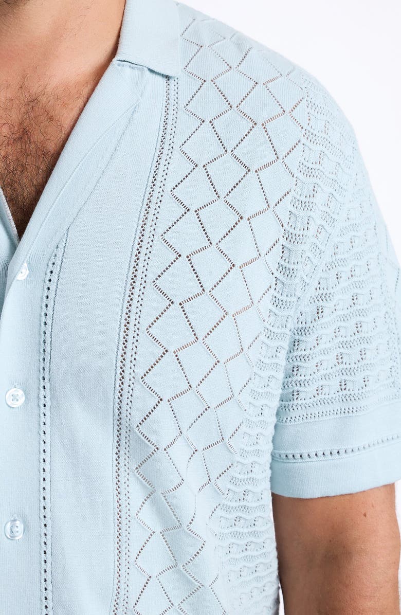 Robert Graham Delmar Pointelle Cotton Button-Up Sweater, Alternate, color, Light Blue