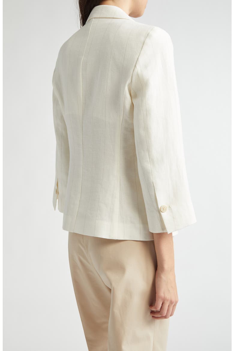 Pinstripe Double Breasted Crop Blazer, Alternate, color, WHITE